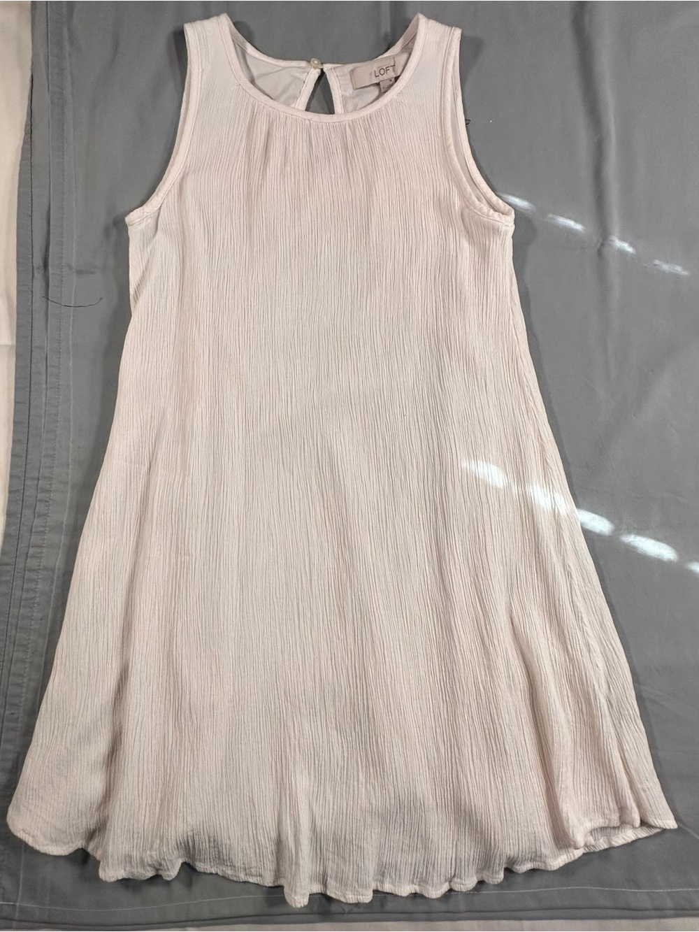 LOFT Sleeveless Textured A-Line Dress in white chiffon party Y2K
